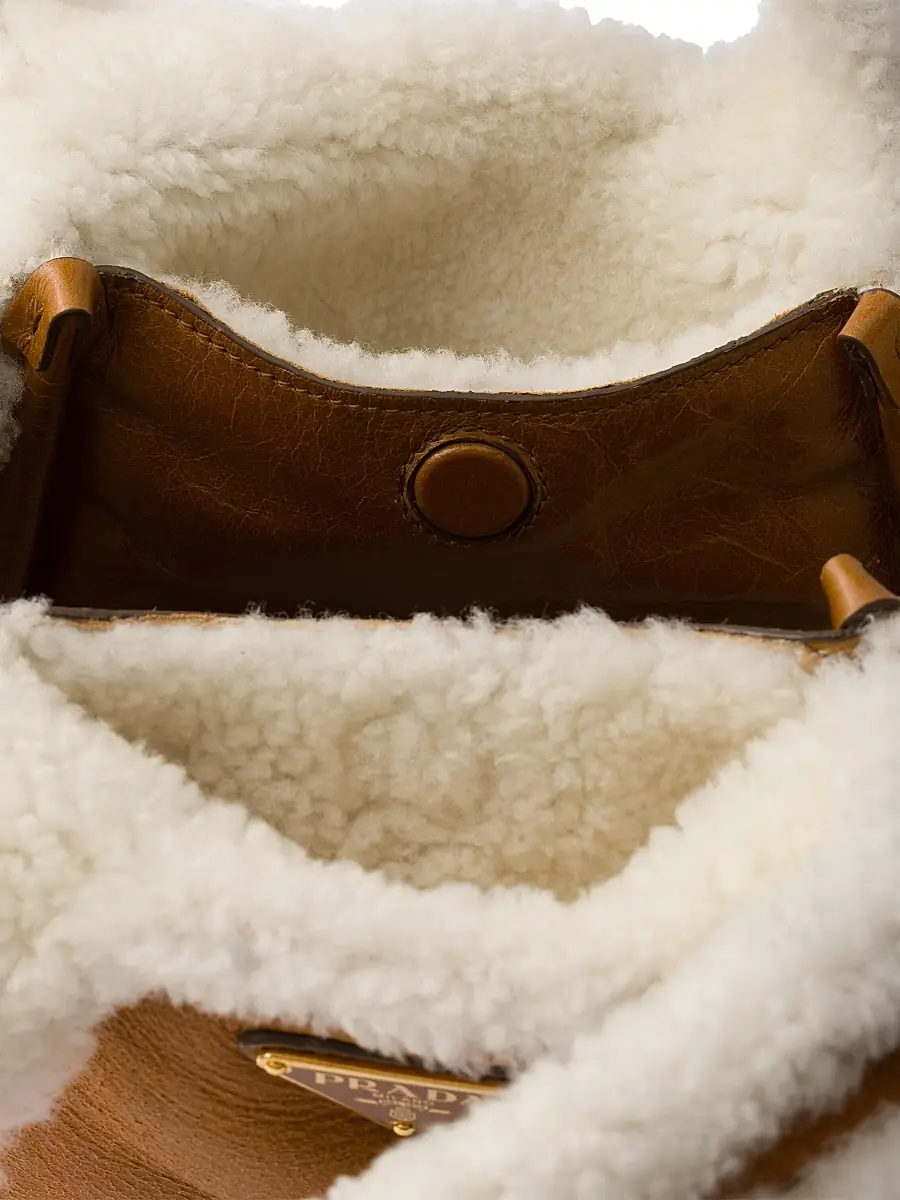 Prada Women's Shearling Mini Handbag - Brown | Thumbnail 4 Prada Women's Shearling Mini Handbag - Brown | Thumbnail 4