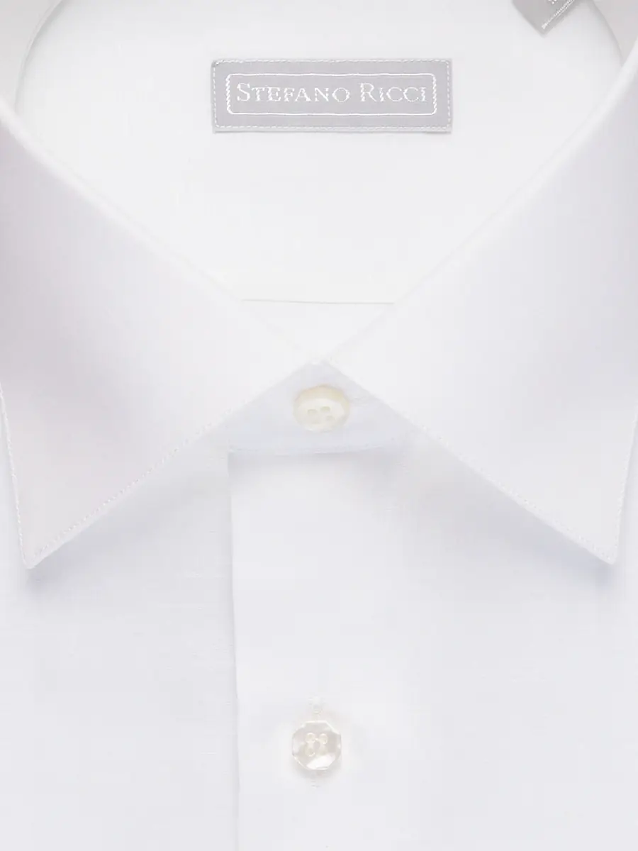 Stefano Ricci Men's Handmade Linen and Silk Blend Dress Shirt - White | Thumbnail 2 Stefano Ricci Men's Handmade Linen and Silk Blend Dress Shirt - White | Thumbnail 2