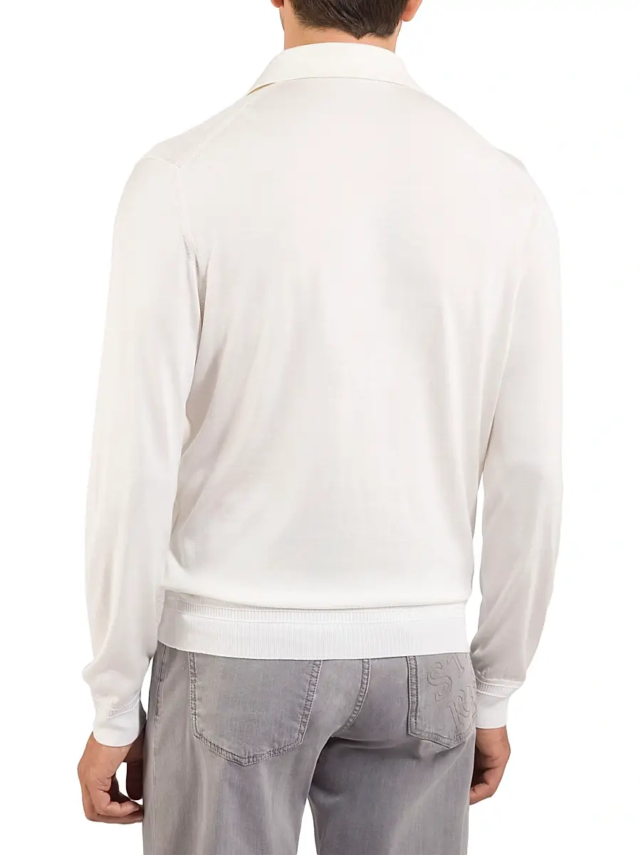Stefano Ricci Men's Silk Three-Button Polo Shirt | Thumbnail 3