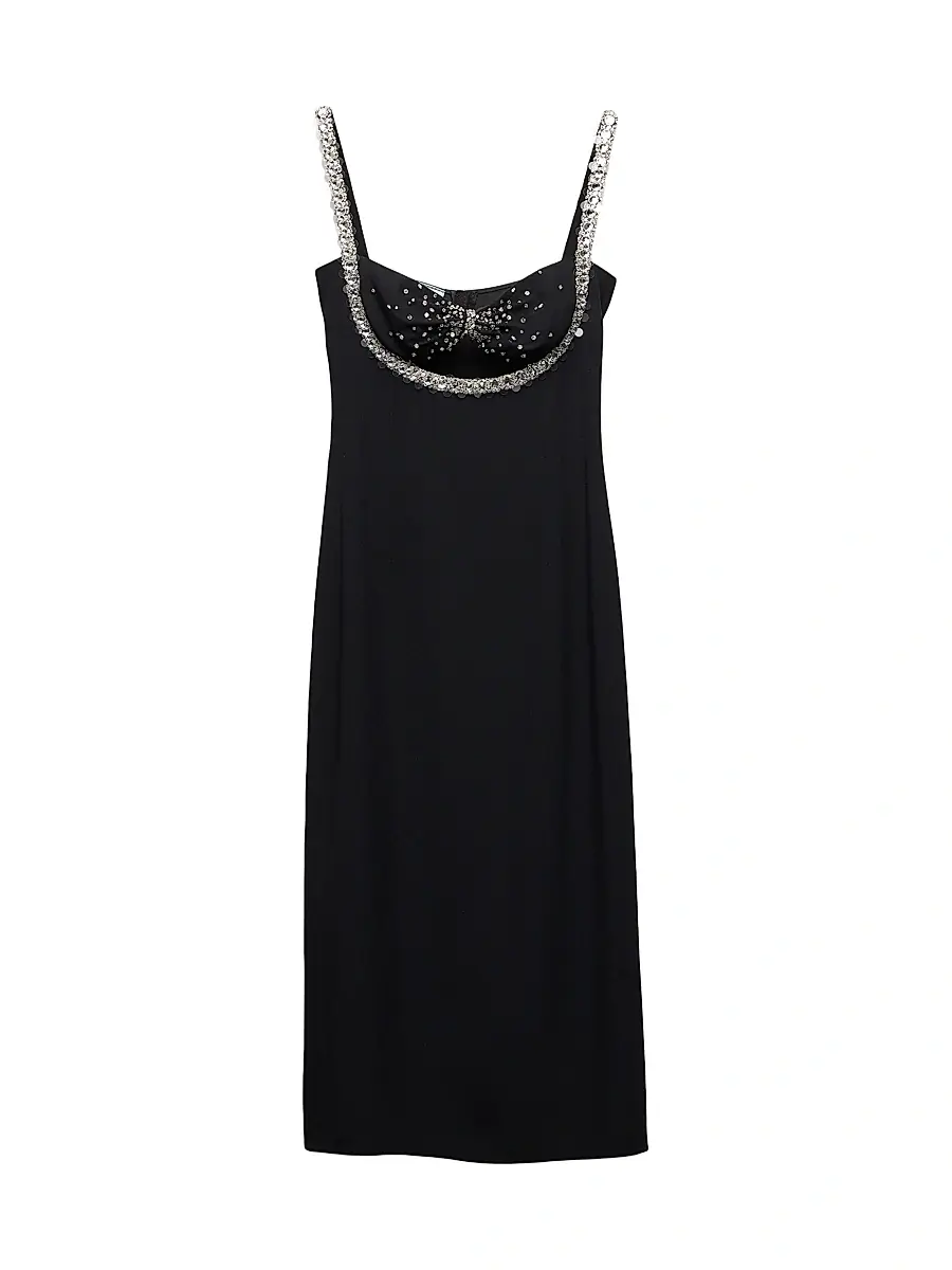Women's Embroidered Sablé Dress - Black
