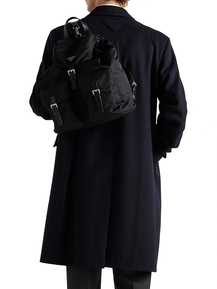 Prada Men's Single Breasted Wool Coat - Blue | Thumbnail 3 Prada Men's Single Breasted Wool Coat - Blue | Thumbnail 3