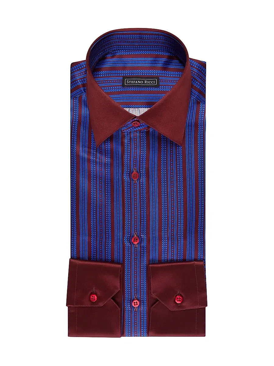 Stefano Ricci Men's Handmade Silk Dress Shirt | Image 1 Stefano Ricci Men's Handmade Silk Dress Shirt | Image 1