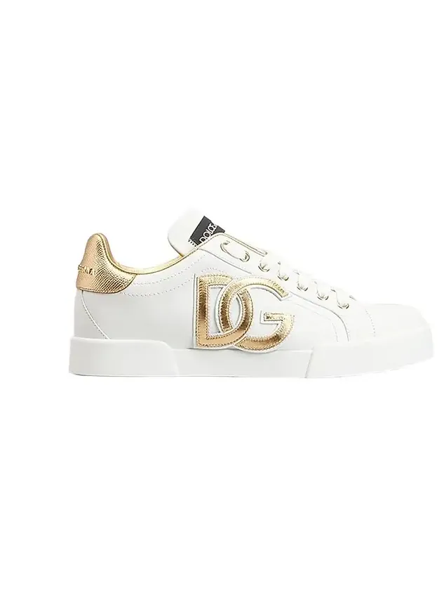 Women's Portofino Logo Metallic Leather Low-Top Sneakers