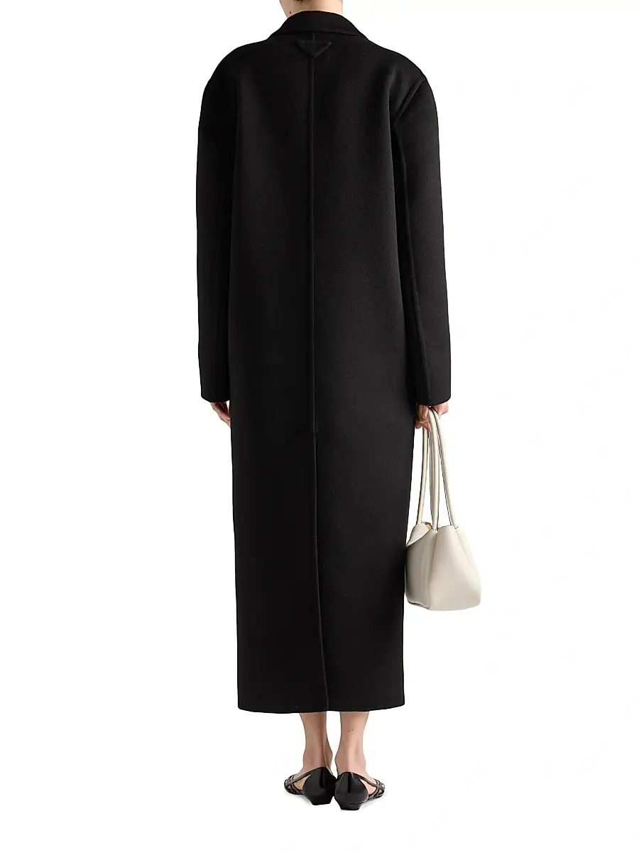 Prada Women's Single-Breasted Cashgora Coat - Black | Thumbnail 3 Prada Women's Single-Breasted Cashgora Coat - Black | Thumbnail 3