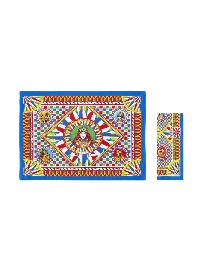 Dolce & Gabbana Carretto 2-Piece Linen Placemat & Napkin Set - Multicolor