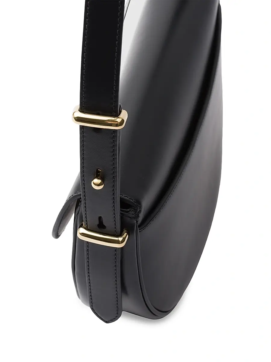 Prada Women's Arqué Leather Shoulder Bag with Flap - Black | Thumbnail 6 Prada Women's Arqué Leather Shoulder Bag with Flap - Black | Thumbnail 6