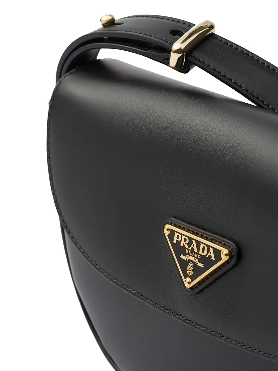 Prada Women's Arqué Leather Shoulder Bag with Flap - Black | Thumbnail 7 Prada Women's Arqué Leather Shoulder Bag with Flap - Black | Thumbnail 7