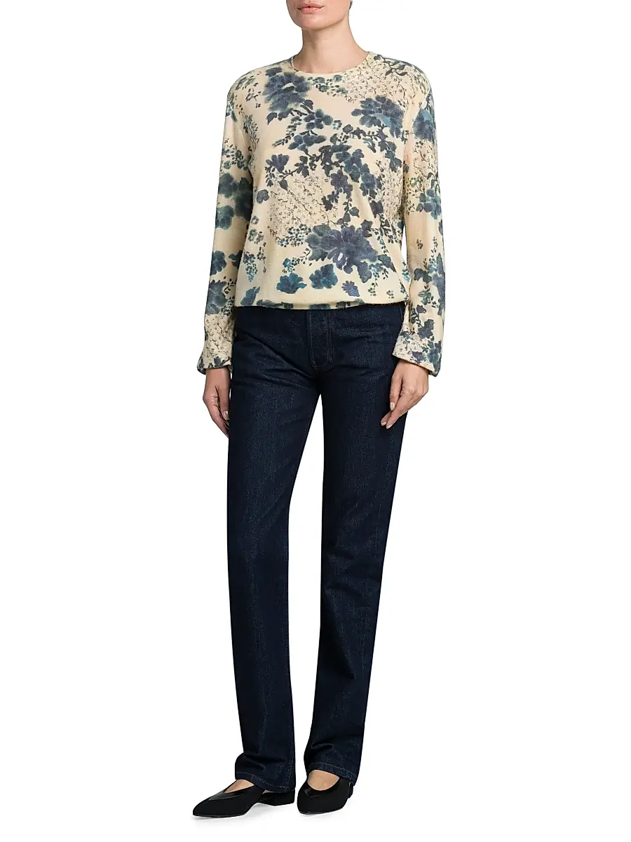 Loro Piana Women's Blue Eyes Hill Cashmere & Silk Sweater - Blue White | Thumbnail 2