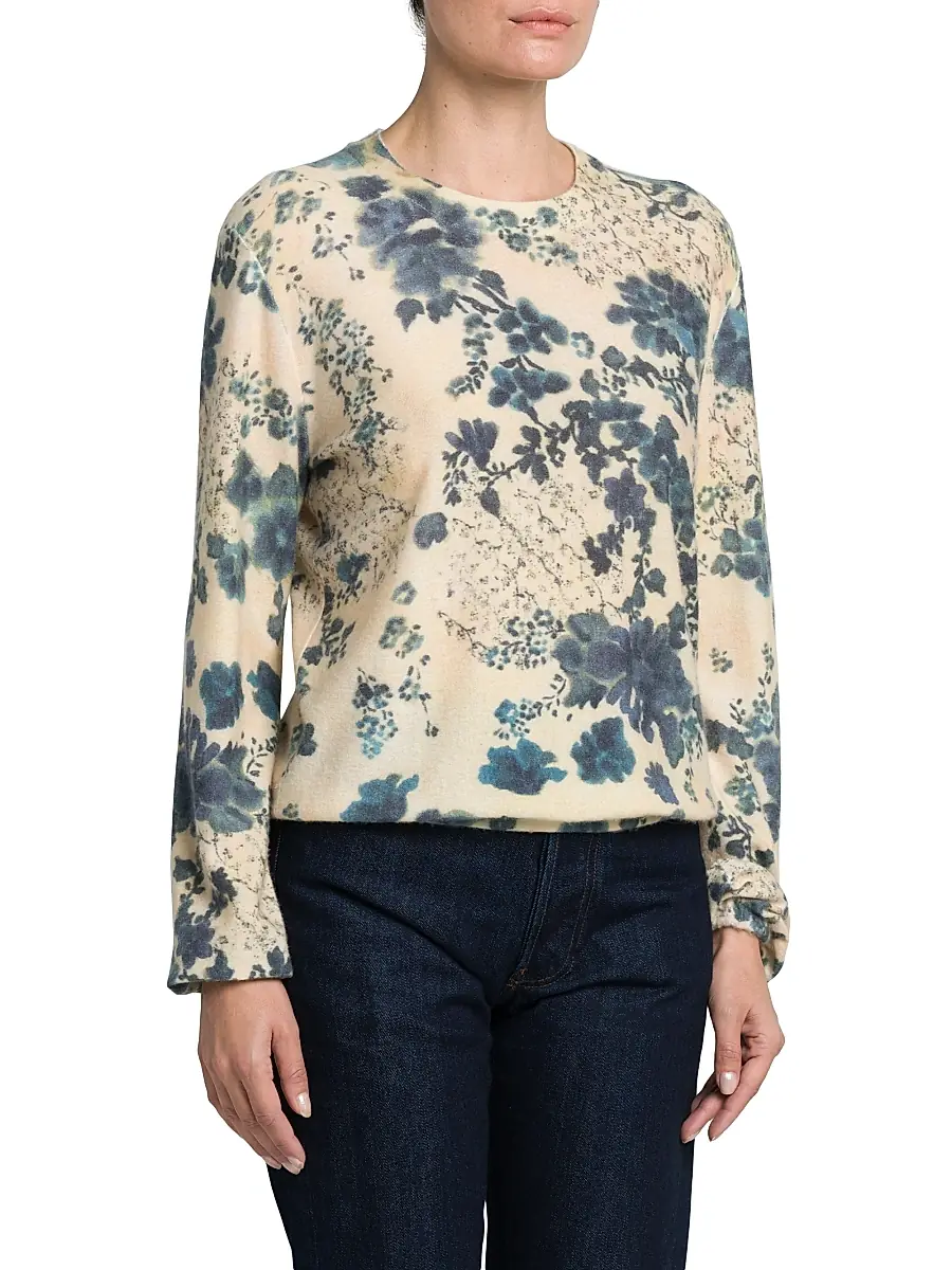 Loro Piana Women's Blue Eyes Hill Cashmere & Silk Sweater - Blue White | Thumbnail 4