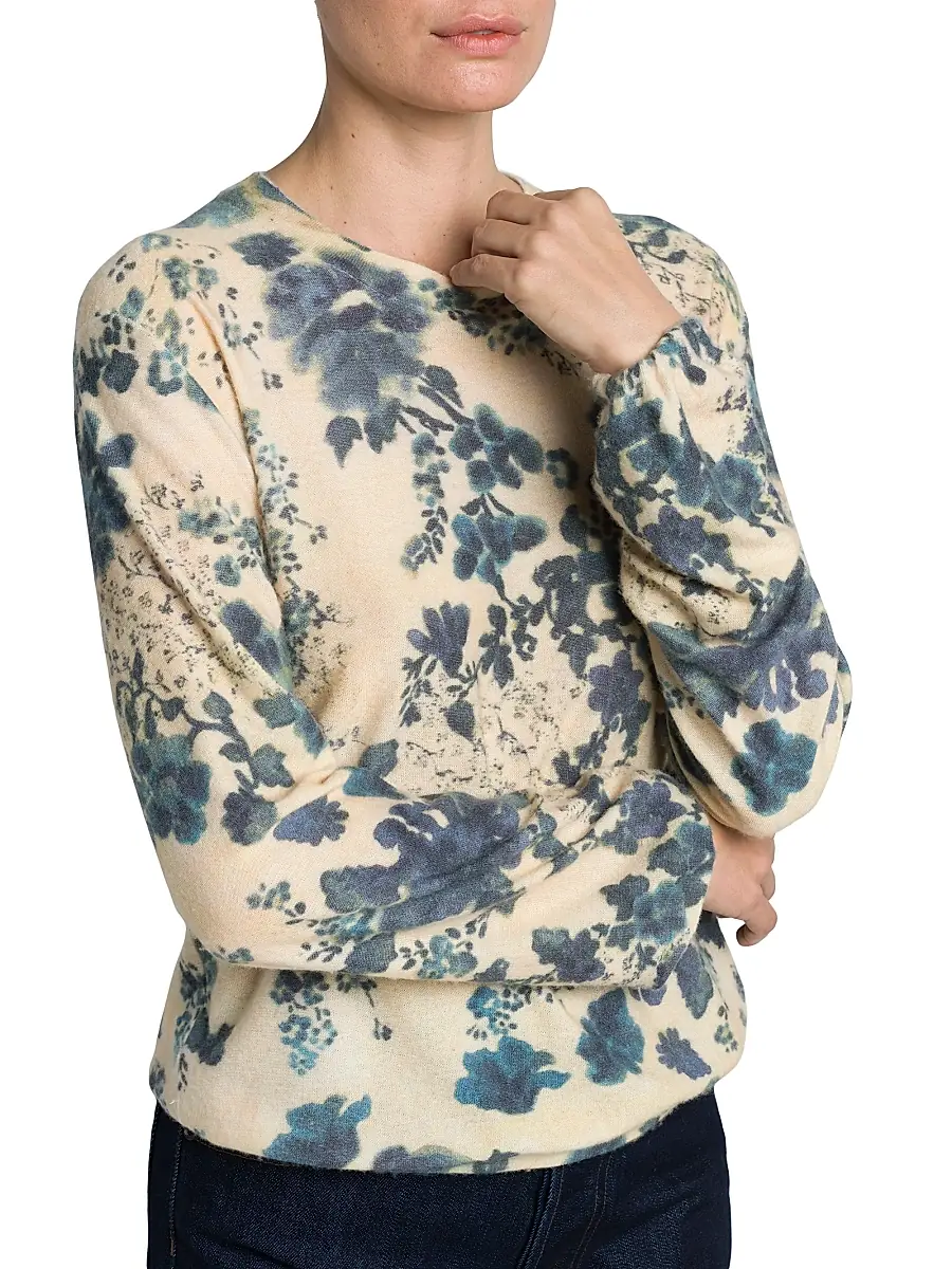 Loro Piana Women's Blue Eyes Hill Cashmere & Silk Sweater - Blue White | Thumbnail 6