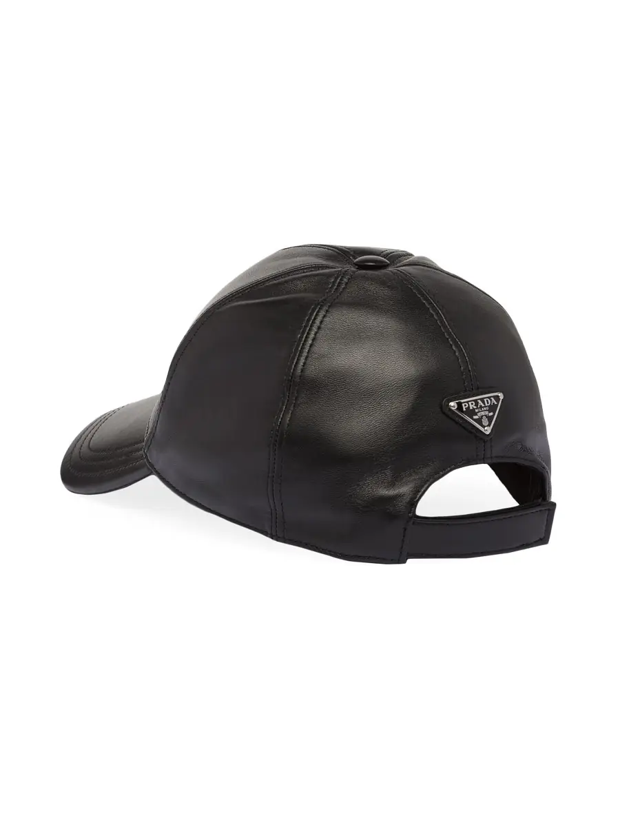 Prada Men's Nappa Leather Baseball Cap | Thumbnail 2 Prada Men's Nappa Leather Baseball Cap | Thumbnail 2