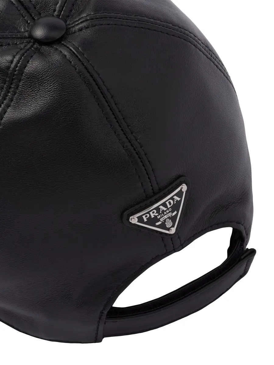 Prada Men's Nappa Leather Baseball Cap | Thumbnail 3 Prada Men's Nappa Leather Baseball Cap | Thumbnail 3
