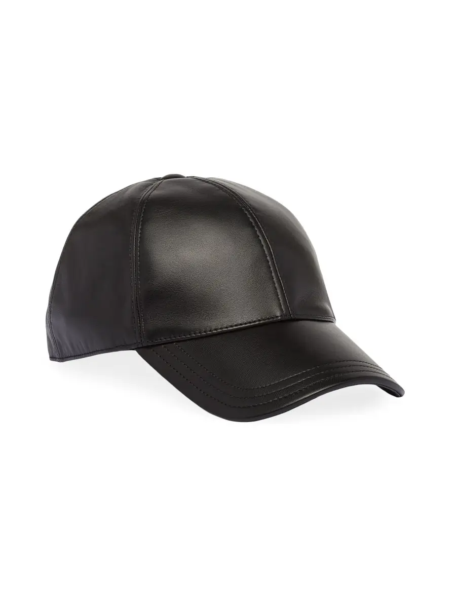 Prada Men's Nappa Leather Baseball Cap | Thumbnail 4 Prada Men's Nappa Leather Baseball Cap | Thumbnail 4