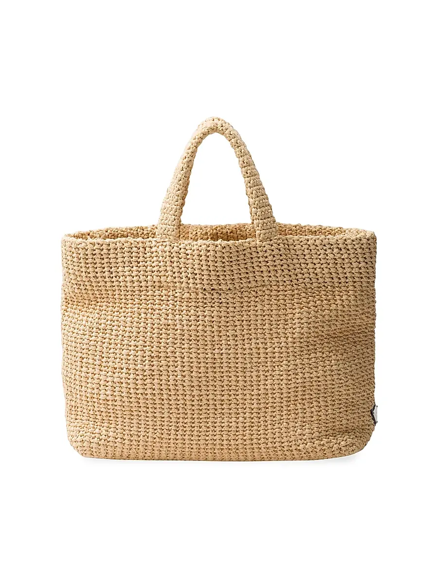 Prada Women's Crochet Tote Bag - Beige Khaki | Thumbnail 3 Prada Women's Crochet Tote Bag - Beige Khaki | Thumbnail 3