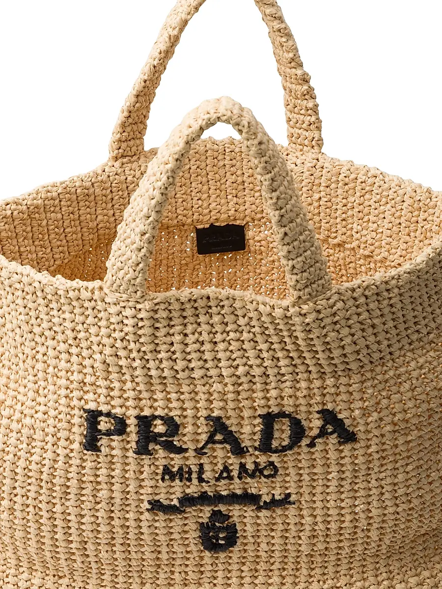 Prada Women's Crochet Tote Bag - Beige Khaki | Thumbnail 4 Prada Women's Crochet Tote Bag - Beige Khaki | Thumbnail 4