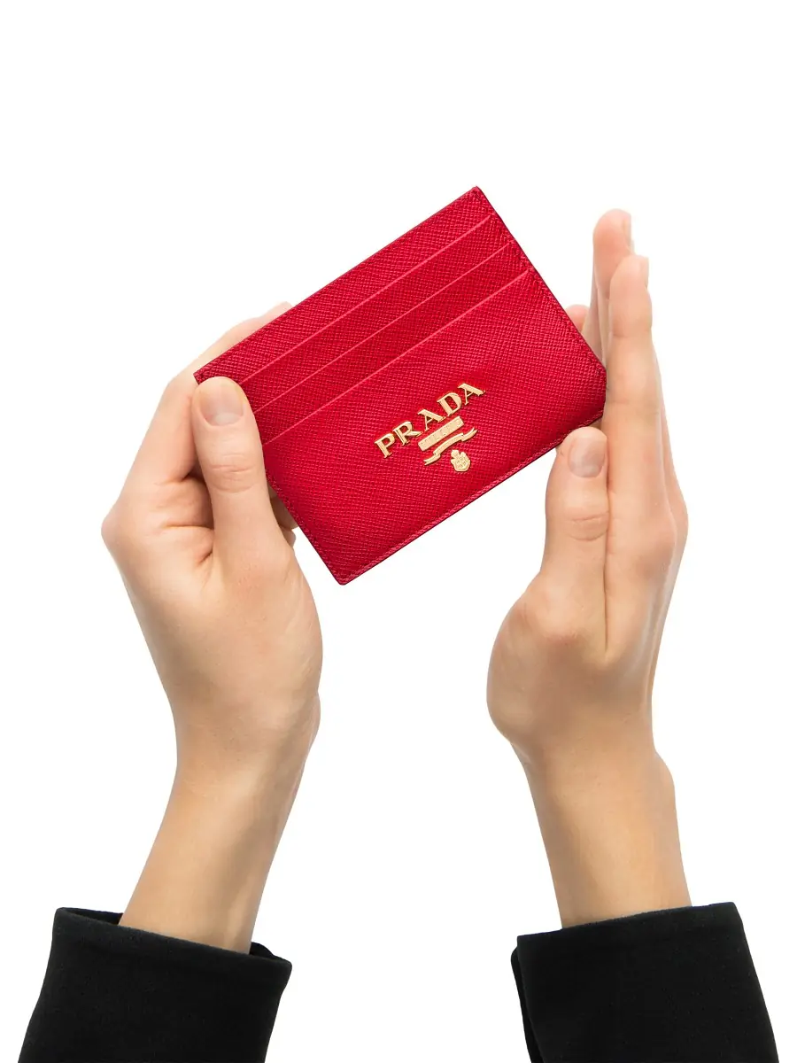Prada Women's Saffiano Leather Card Holder - Red | Thumbnail 3 Prada Women's Saffiano Leather Card Holder - Red | Thumbnail 3