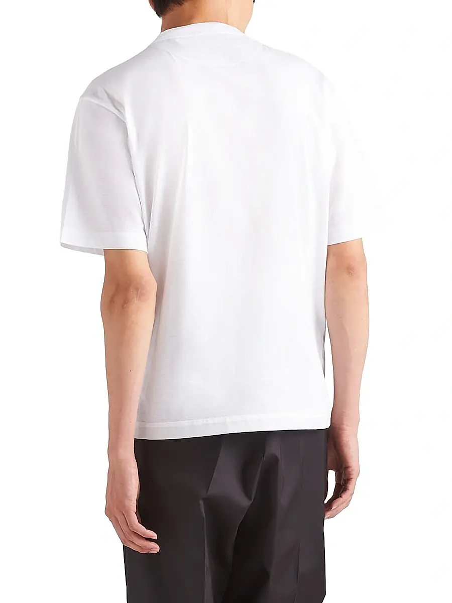Prada Men's Re-Nylon and Jersey T-Shirt - White | Thumbnail 5 Prada Men's Re-Nylon and Jersey T-Shirt - White | Thumbnail 5
