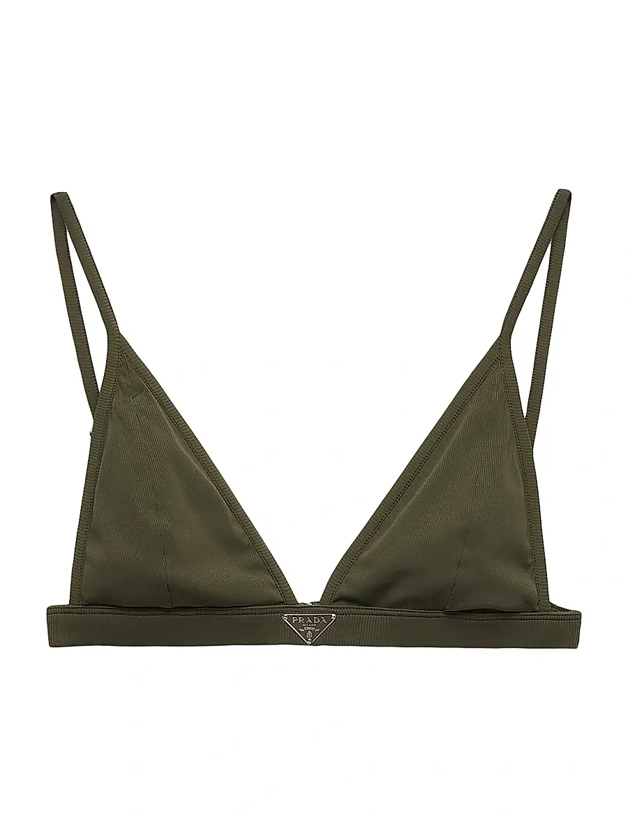 Women's Ribbed Knit Bralette Bikini Top - Green