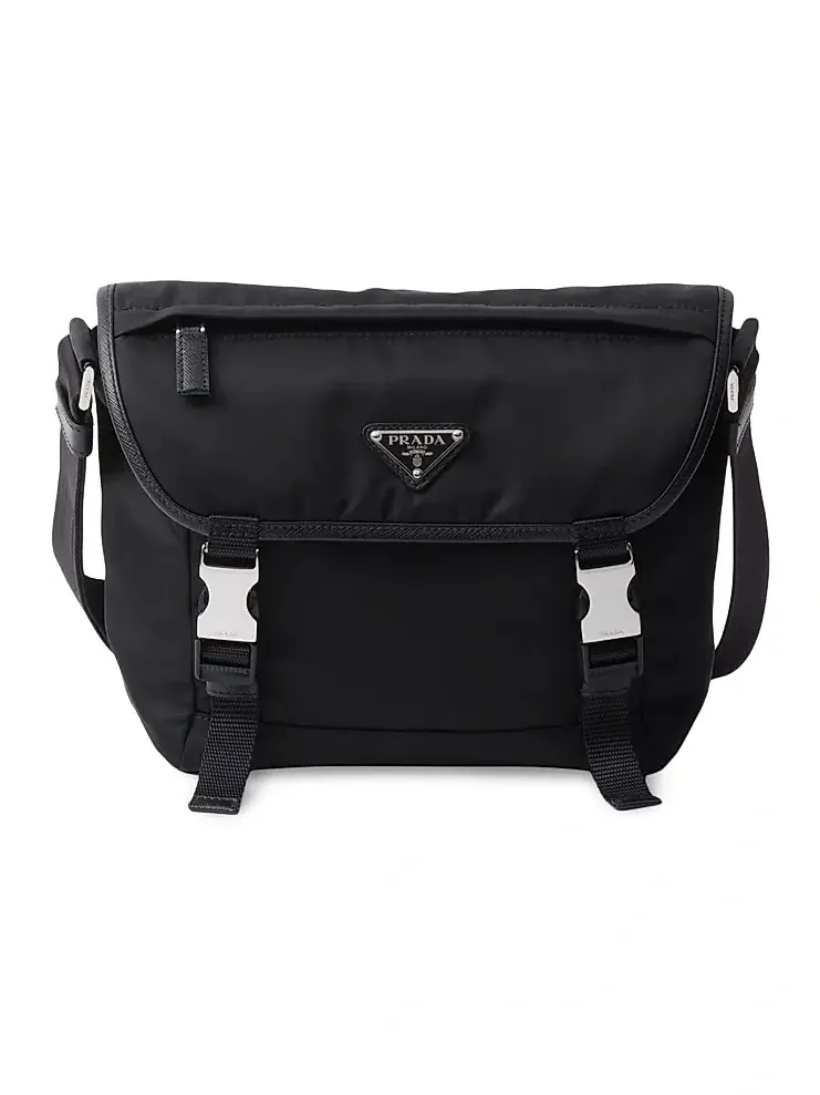 Men's Re-Nylon and Saffiano Leather Shoulder Bag Men's Re-Nylon and Saffiano Leather Shoulder Bag