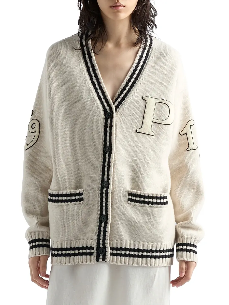 Prada Women's Wool and Cashmere Cardigan - Beige | Thumbnail 2 Prada Women's Wool and Cashmere Cardigan - Beige | Thumbnail 2