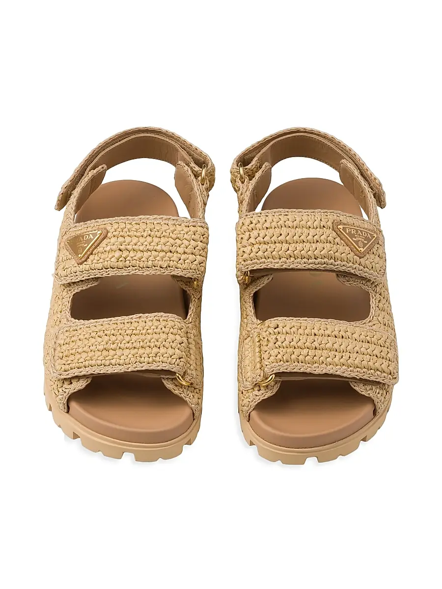 Prada Women's Woven Fabric Sandals - Beige Khaki | Thumbnail 2 Prada Women's Woven Fabric Sandals - Beige Khaki | Thumbnail 2