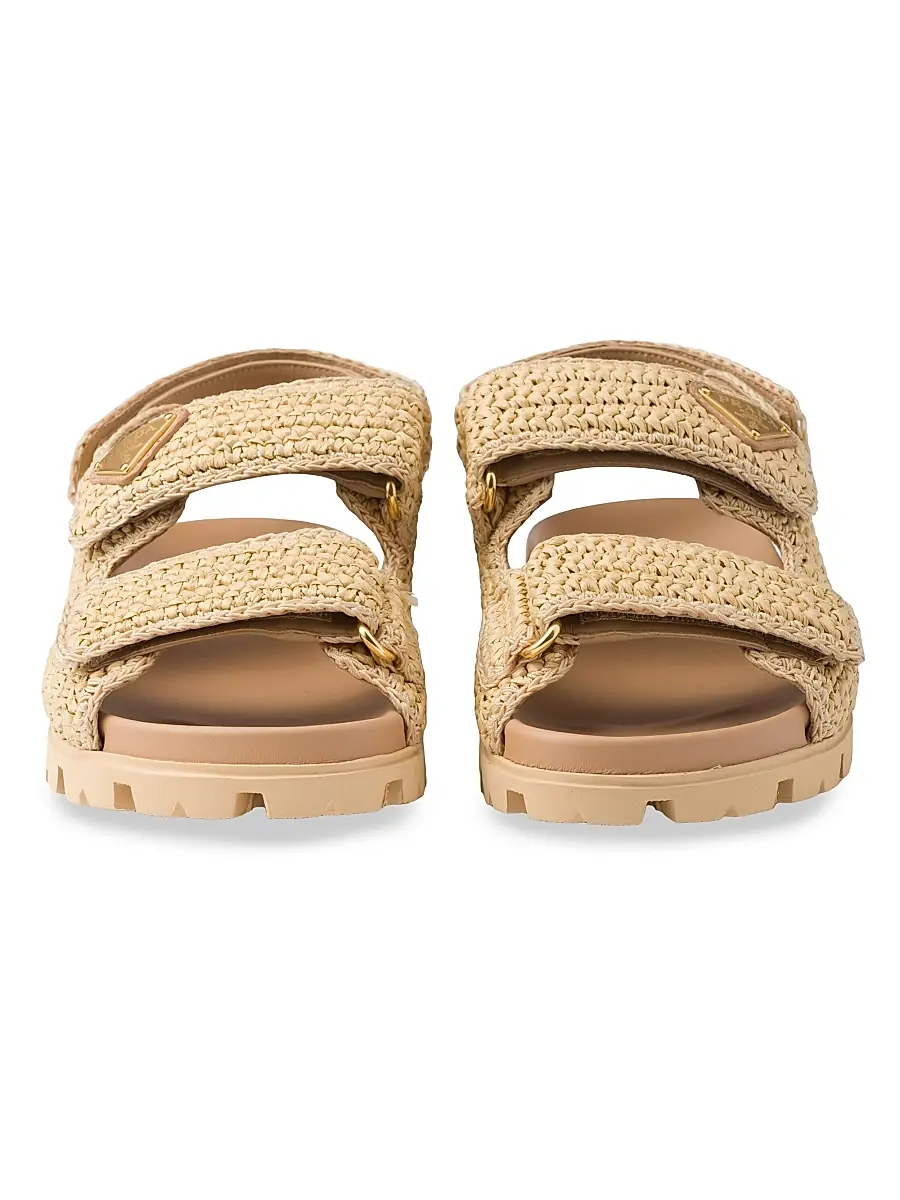 Prada Women's Woven Fabric Sandals - Beige Khaki | Thumbnail 4 Prada Women's Woven Fabric Sandals - Beige Khaki | Thumbnail 4
