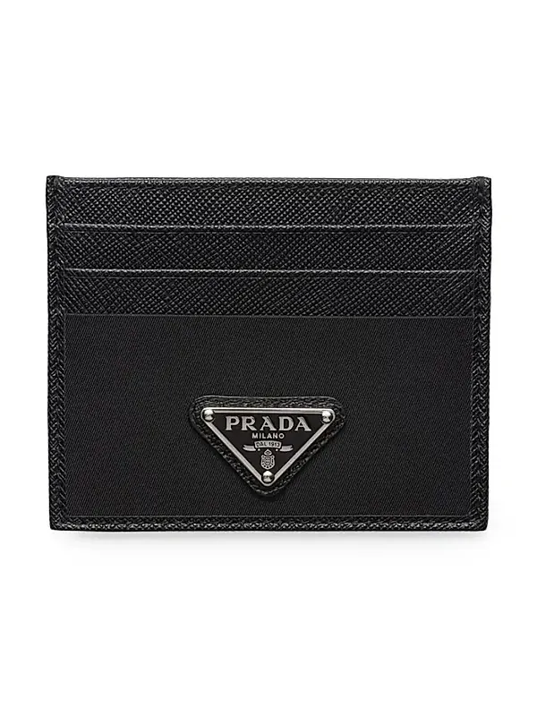 Men's Re-Nylon And Saffiano Leather Card Holder Men's Re-Nylon And Saffiano Leather Card Holder