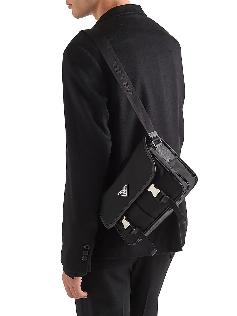 Prada Men's Re-Nylon and Saffiano Leather Shoulder Bag | Thumbnail 7 Prada Men's Re-Nylon and Saffiano Leather Shoulder Bag | Thumbnail 7