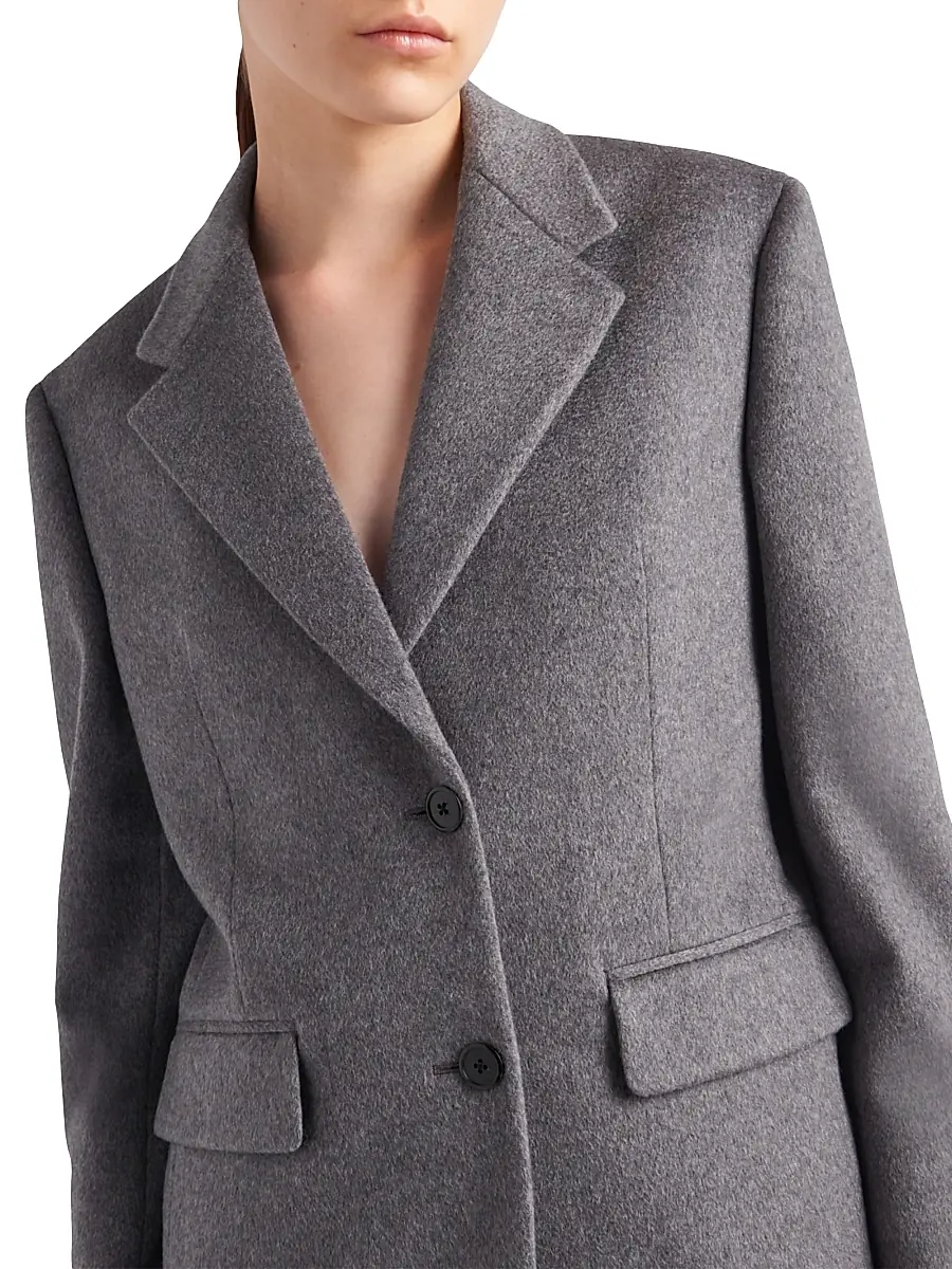Prada Women's Single-Breasted Cashmere Jacket - Grey | Thumbnail 3 Prada Women's Single-Breasted Cashmere Jacket - Grey | Thumbnail 3