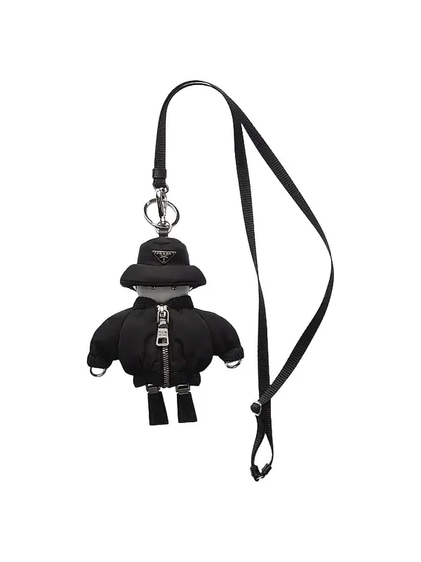 Prada Women's Re-Nylon Key Ring Trick with Shoulder Strap - Black