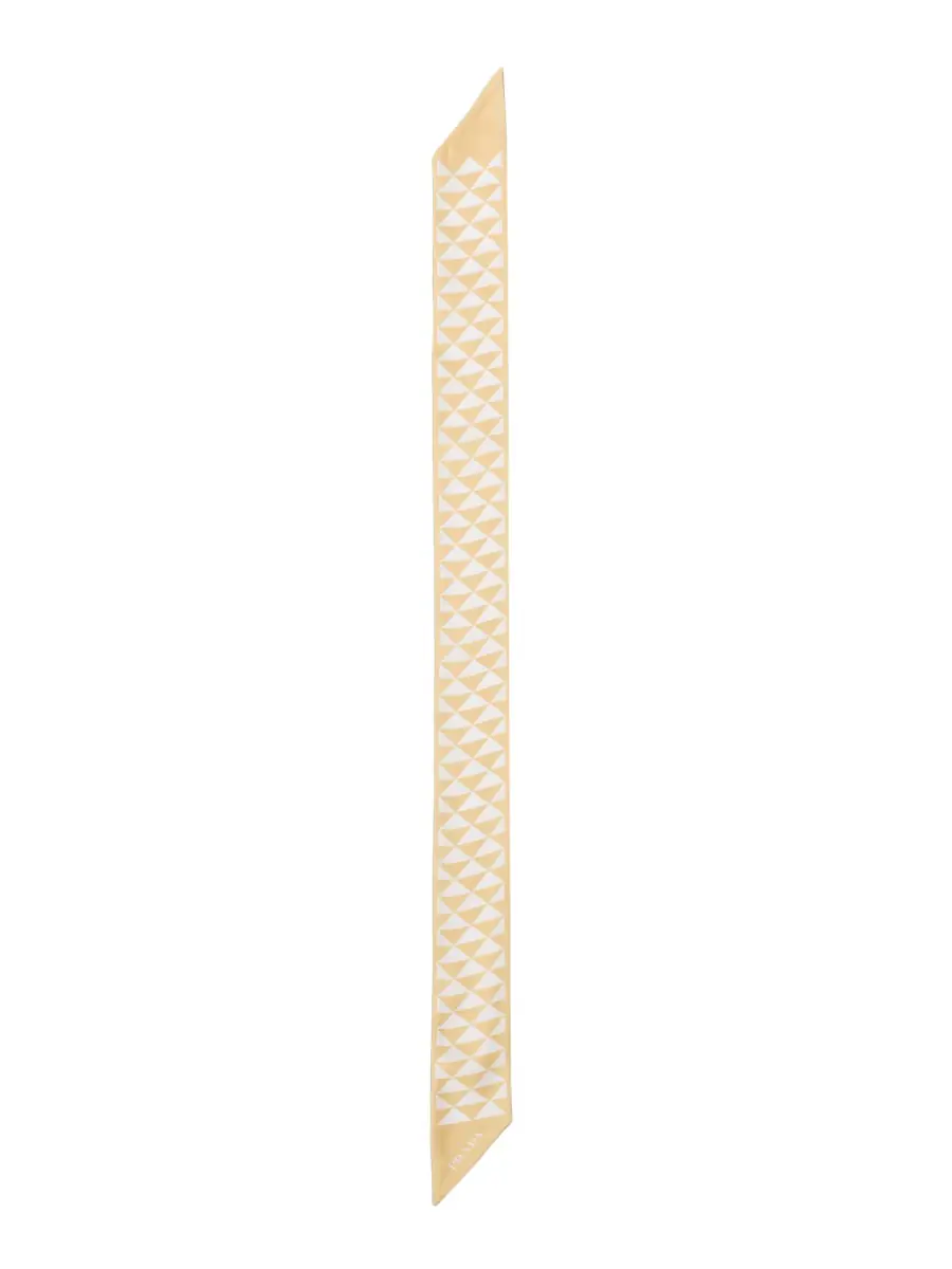 Prada Women's Skinny Printed Silk Twill Rectangular Scarf - White Yellow | Image 1 Prada Women's Skinny Printed Silk Twill Rectangular Scarf - White Yellow | Image 1