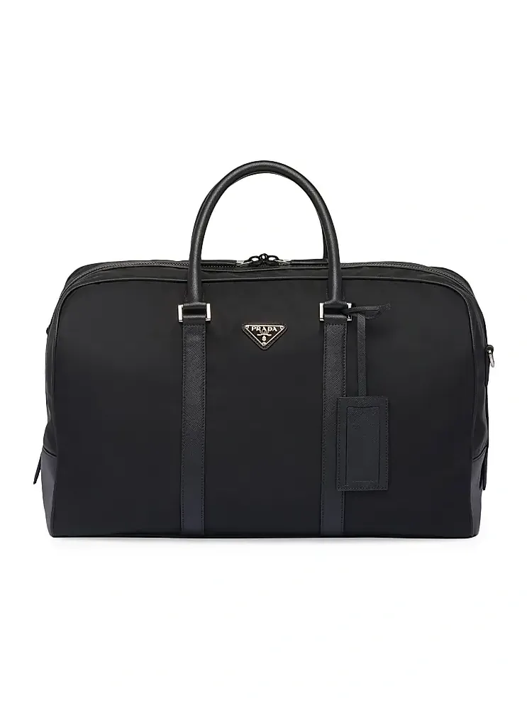 Men's Re-Nylon and Saffiano Leather Duffel Bag Men's Re-Nylon and Saffiano Leather Duffel Bag