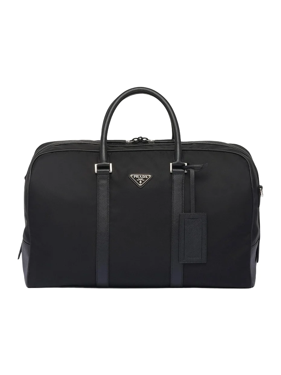 Men's Re-Nylon and Saffiano Leather Duffel Bag Men's Re-Nylon and Saffiano Leather Duffel Bag