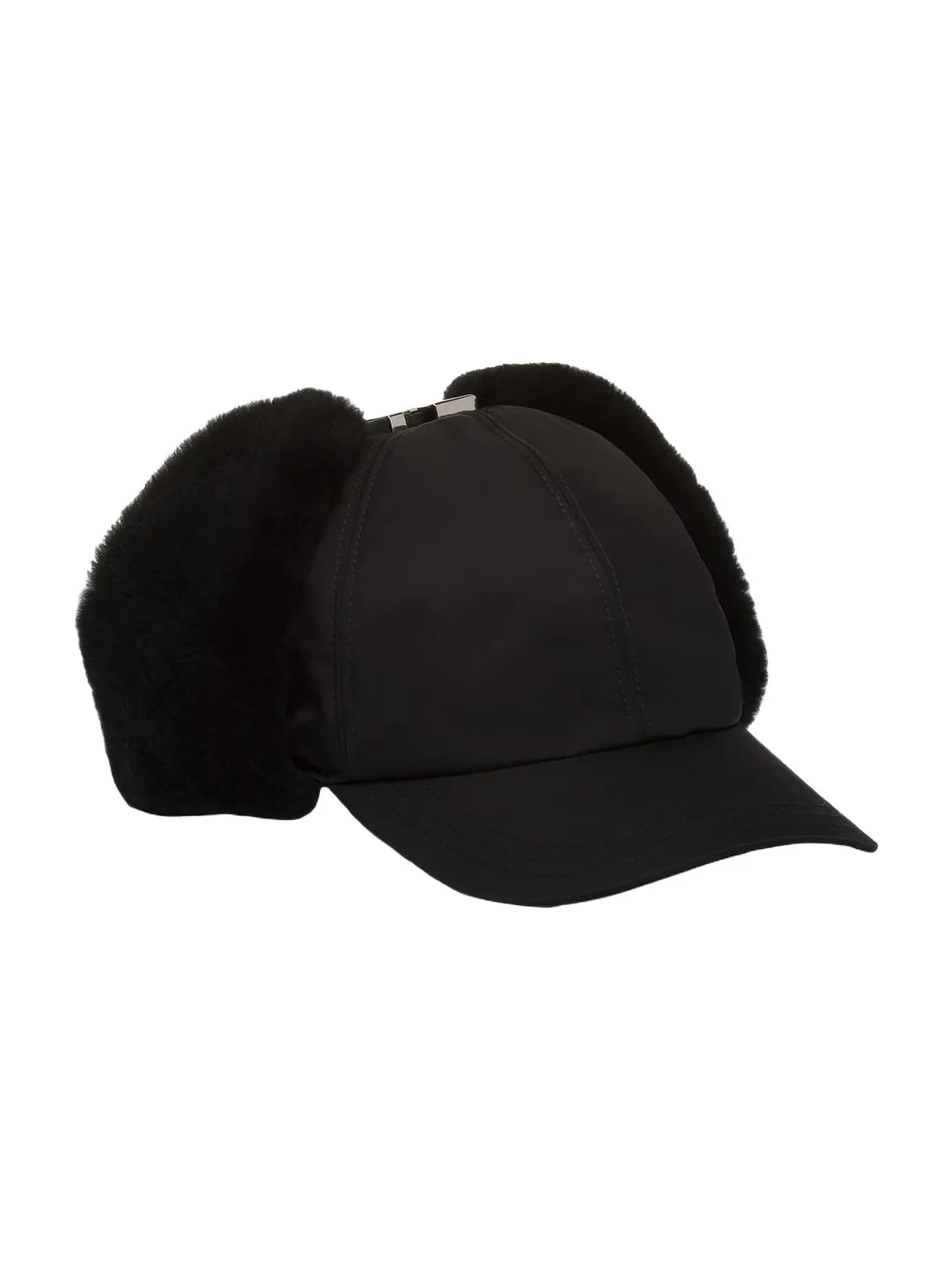 Prada Men's Re-Nylon and Shearling Hat - Black