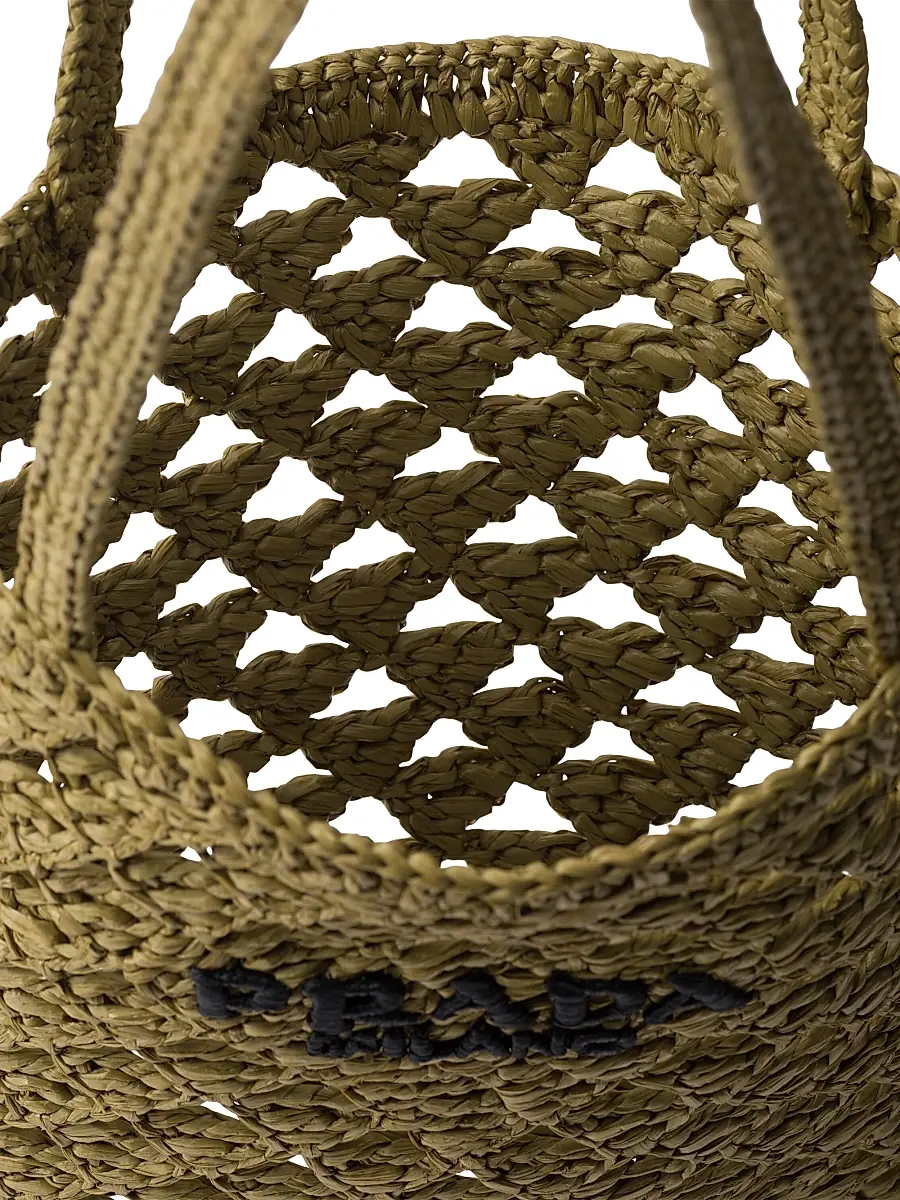 Prada Women's Woven Fabric Crochet Tote Bag - Green | Thumbnail 3 Prada Women's Woven Fabric Crochet Tote Bag - Green | Thumbnail 3