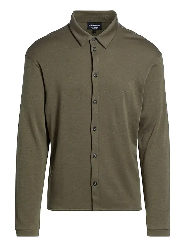 Men's Button-Front Cashmere Shirt