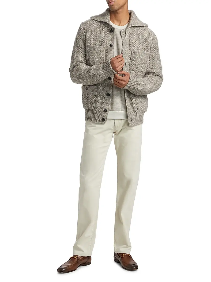 Giorgio Armani Men's Knit Button-Front Jacket Cardigan | Thumbnail 2