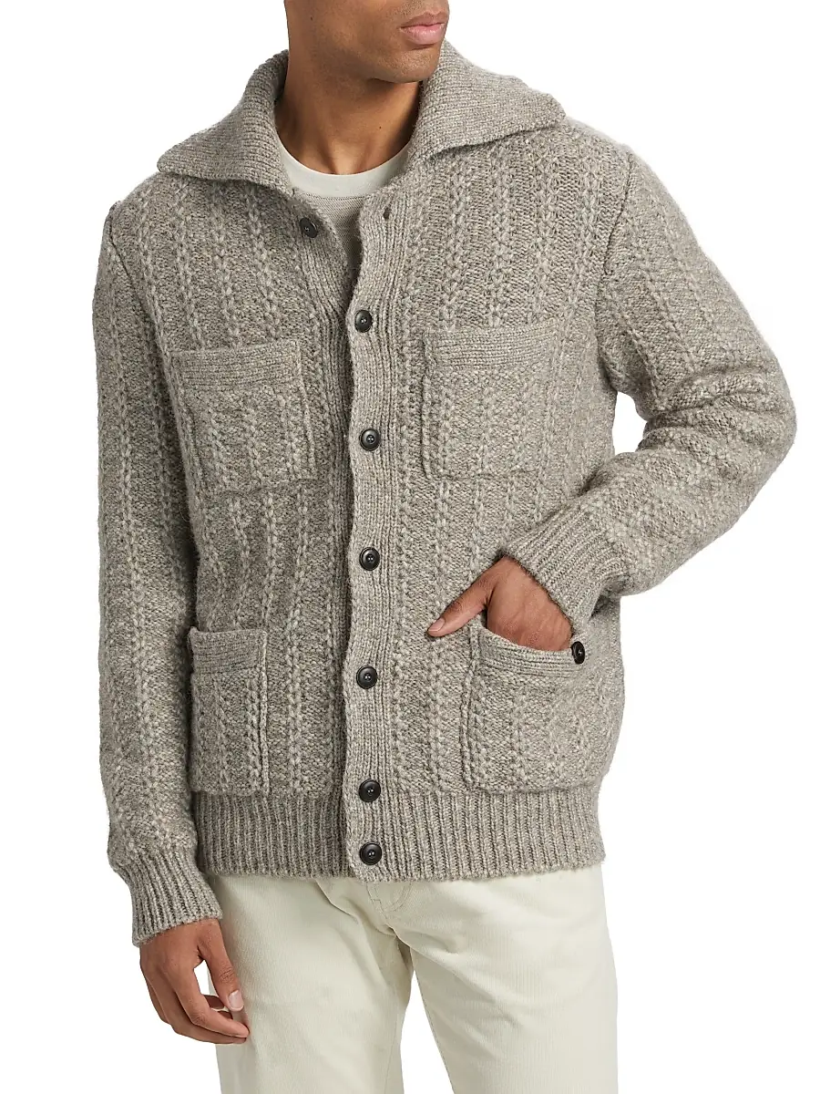 Giorgio Armani Men's Knit Button-Front Jacket Cardigan | Thumbnail 3