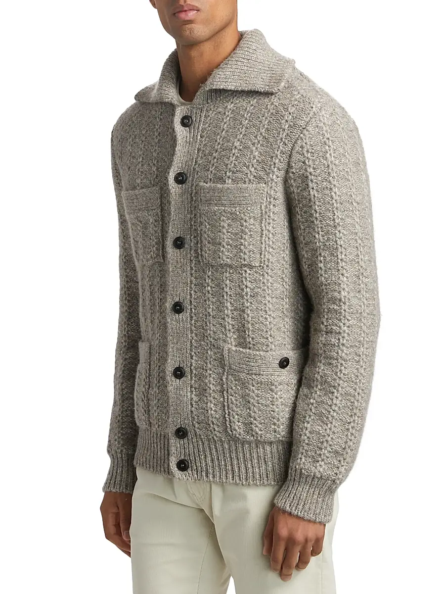 Giorgio Armani Men's Knit Button-Front Jacket Cardigan | Thumbnail 4