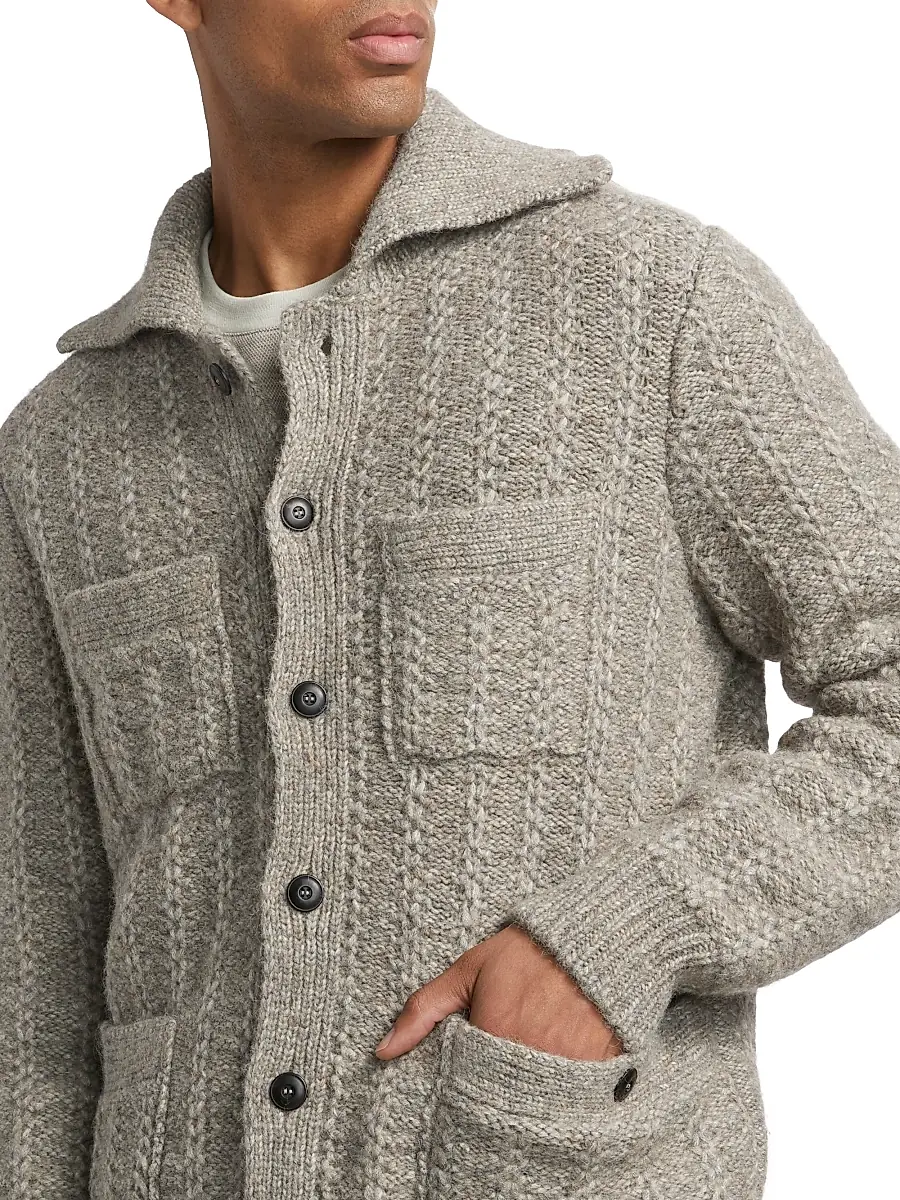 Giorgio Armani Men's Knit Button-Front Jacket Cardigan | Thumbnail 6