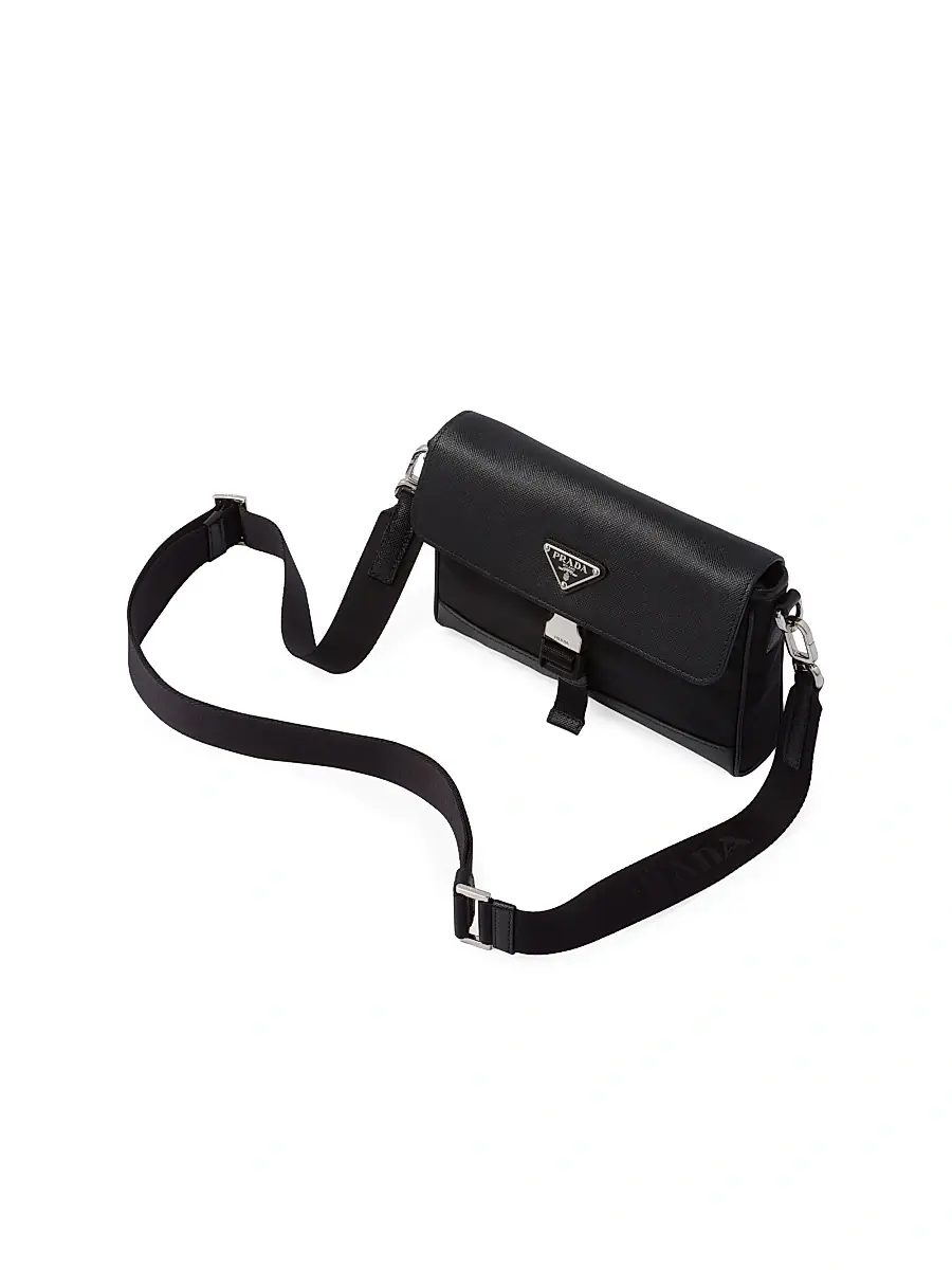 Prada Men's Re-Nylon and Saffiano Shoulder Bag - Black | Thumbnail 3 Prada Men's Re-Nylon and Saffiano Shoulder Bag - Black | Thumbnail 3