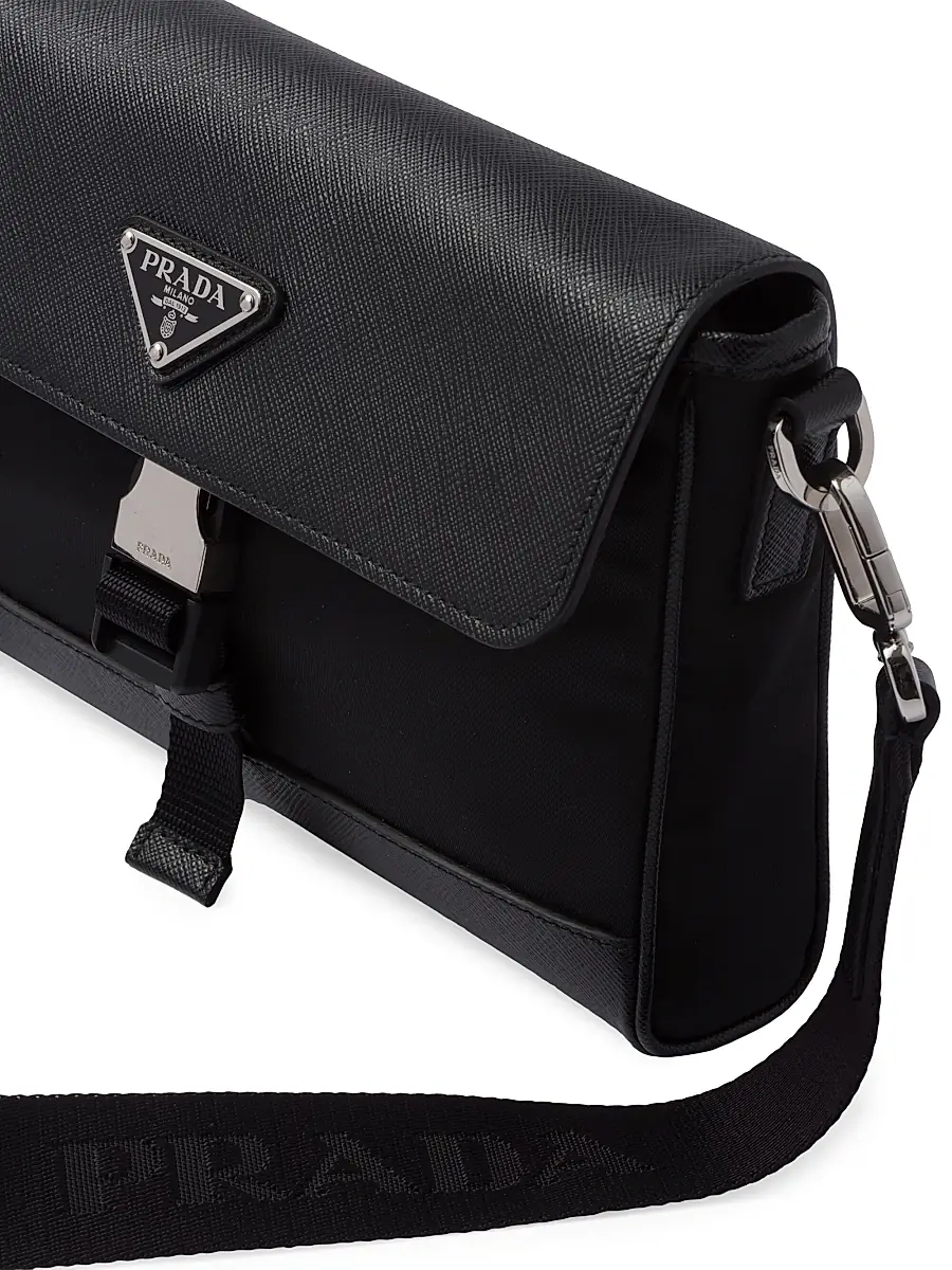 Prada Men's Re-Nylon and Saffiano Shoulder Bag - Black | Thumbnail 6 Prada Men's Re-Nylon and Saffiano Shoulder Bag - Black | Thumbnail 6