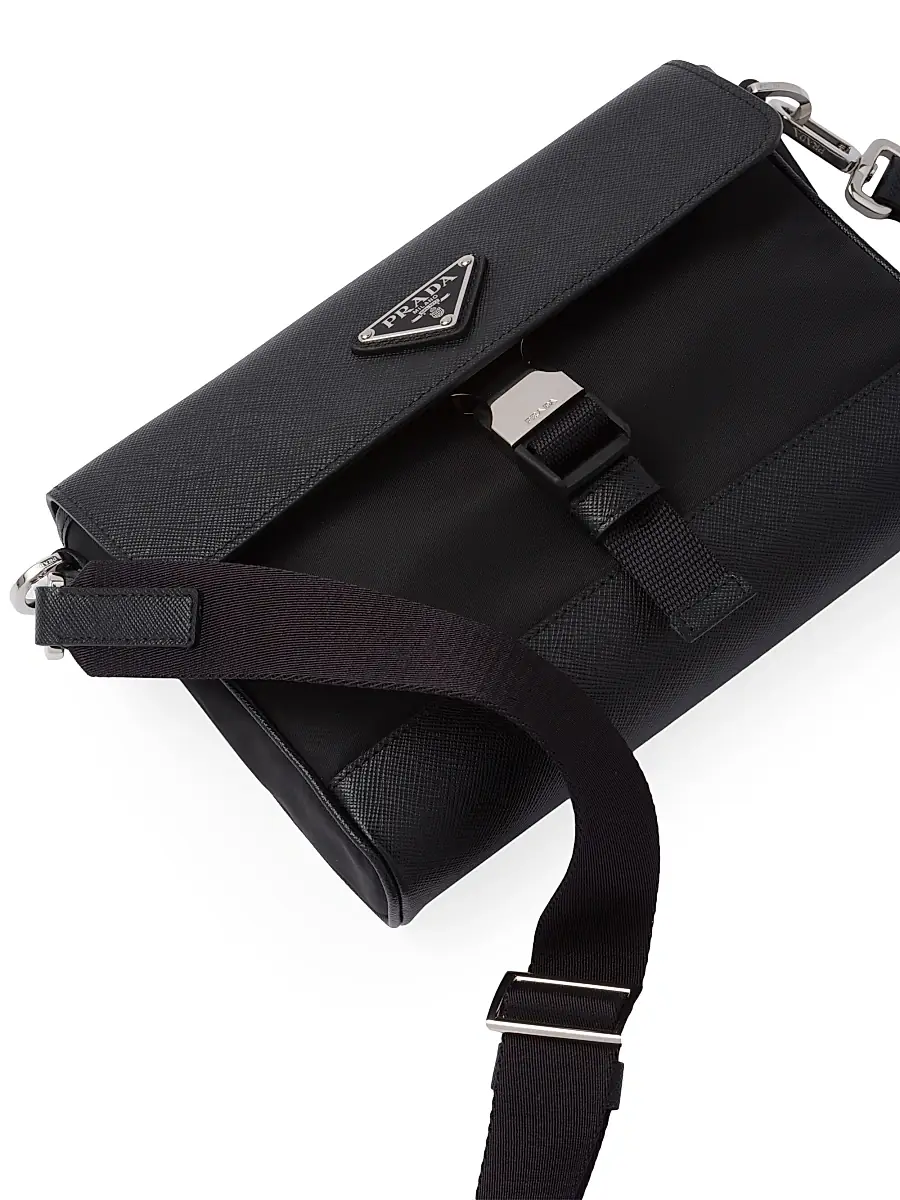 Prada Men's Re-Nylon and Saffiano Shoulder Bag - Black | Thumbnail 7 Prada Men's Re-Nylon and Saffiano Shoulder Bag - Black | Thumbnail 7