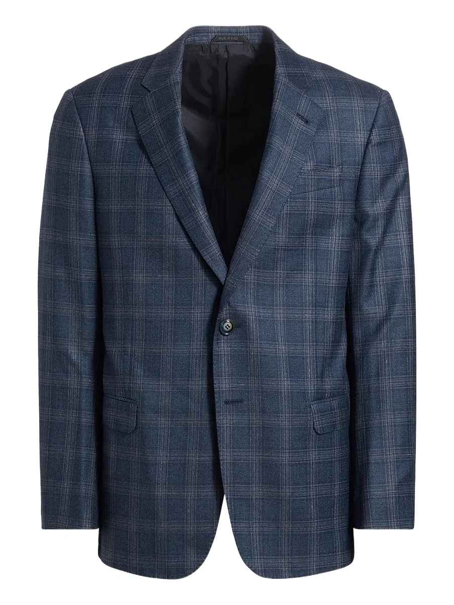 Men's Windowpane Plaid Wool Jacket