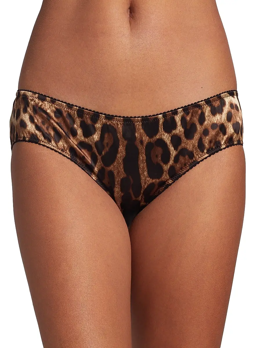 Dolce & Gabbana Women's Leopard Silk Hipster Brief | Thumbnail 3
