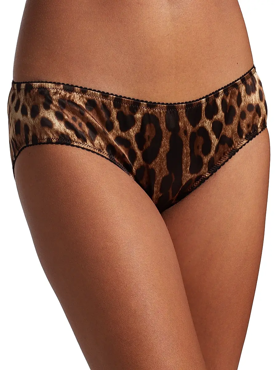 Dolce & Gabbana Women's Leopard Silk Hipster Brief | Thumbnail 5