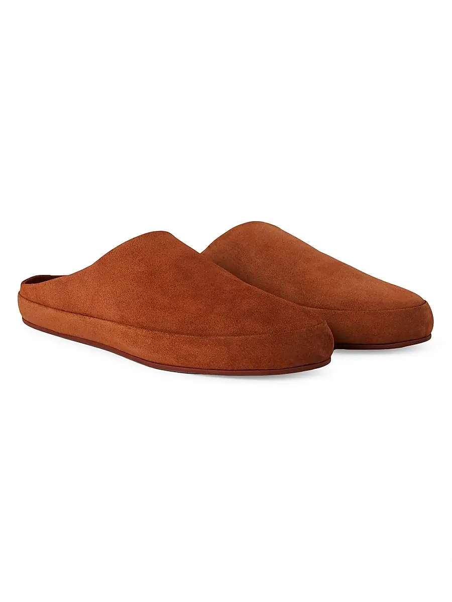 Loro Piana Men's Tomori Walk Suede Sabots - Calf Brown | Thumbnail 2 Loro Piana Men's Tomori Walk Suede Sabots - Calf Brown | Thumbnail 2