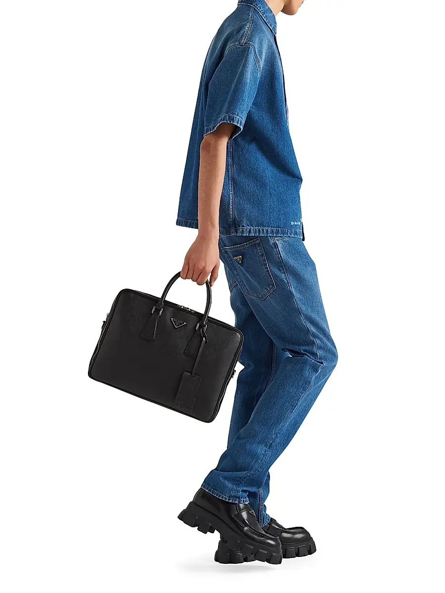 Prada Men's Saffiano Leather Briefcase | Thumbnail 2 Prada Men's Saffiano Leather Briefcase | Thumbnail 2