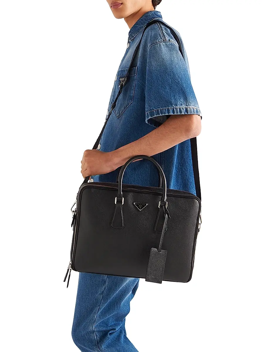 Prada Men's Saffiano Leather Briefcase | Thumbnail 7 Prada Men's Saffiano Leather Briefcase | Thumbnail 7