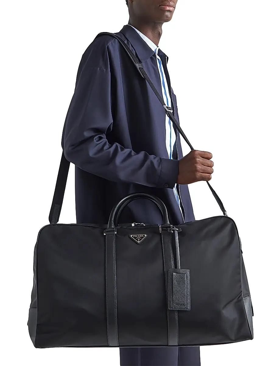 Prada Men's Re-Nylon And Saffiano Leather Duffle Bag | Thumbnail 2 Prada Men's Re-Nylon And Saffiano Leather Duffle Bag | Thumbnail 2
